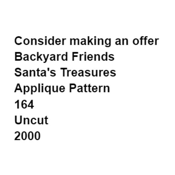 Backyard Friends 164 Santas Treasures 2000 Pattern Sewing Craft Patchwork Folk - Picture 3 of 5